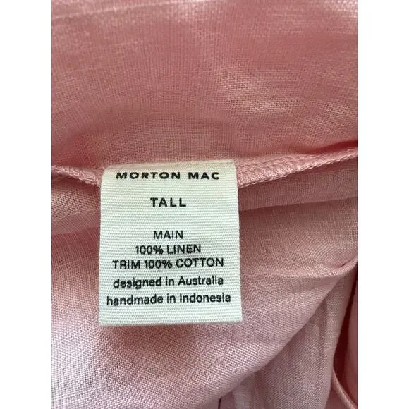 Morton Mac Stella Midi Linen Shirt Dress Light Pink Size Medium/Large Tall - Picture 8 of 12